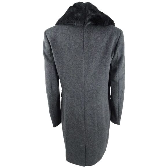 DKNY Women's Single-Breasted Faux-Fur Shawl Collar Coat - Charcoal - Picture 2 of 3